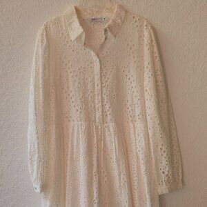 Zara white eyelet lace dress